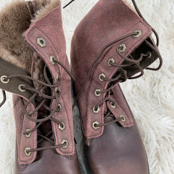 Timberland Suede & Leather Sherpa Boots Size 8 - Picture 7 of 13